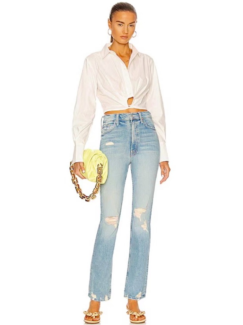 MOTHER High Waist Straight Leg Rider Skimp Jeans Confession Distressed Size 30